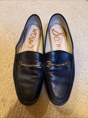 Sam Edelman Black Leather Slip-On Bit Loafers